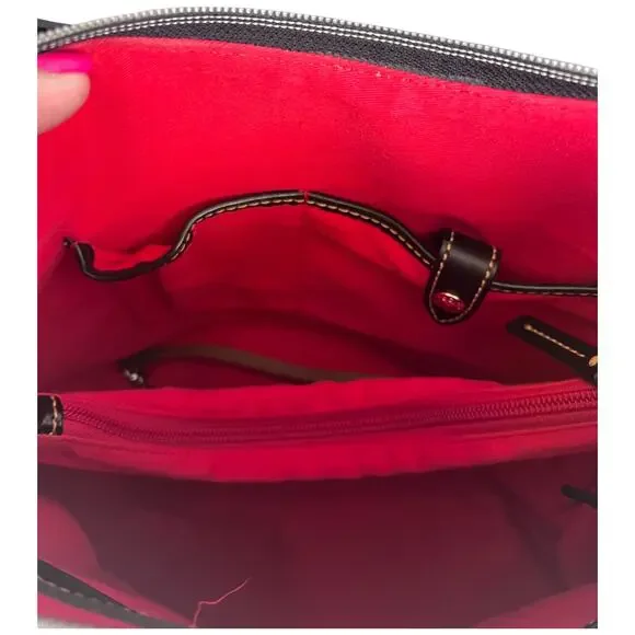 DOONEY & BOURKE Erica Nylon Large Black Shoulder Bag Leather Trim Italy *READ* - Picture 11 of 15